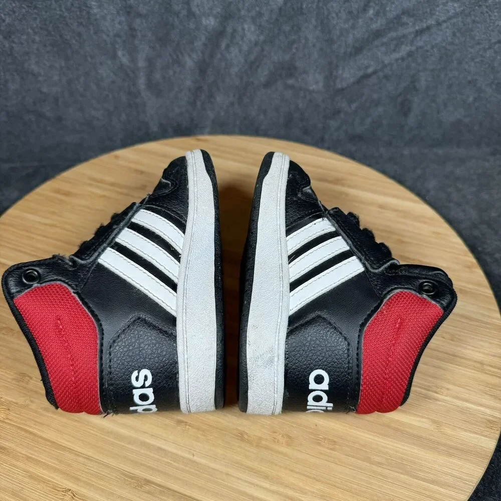 Adidas Black Red White High Top Basketball Shoes Sneakers‎ Little Kids 6K